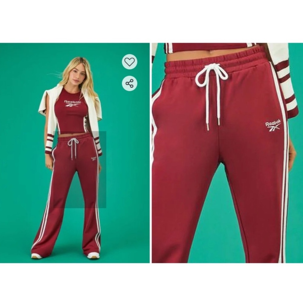 Reebok Red Track Pants Side Stripe S